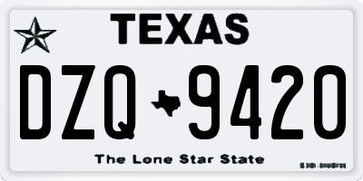 TX license plate DZQ9420
