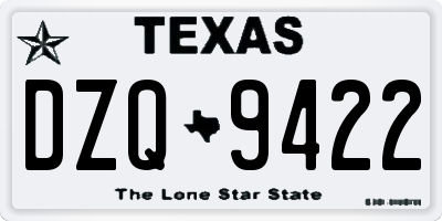 TX license plate DZQ9422