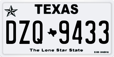 TX license plate DZQ9433
