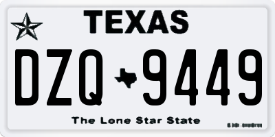 TX license plate DZQ9449
