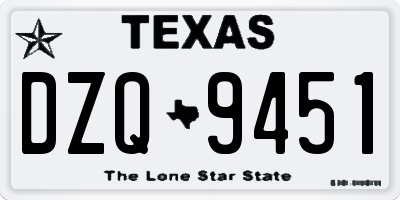 TX license plate DZQ9451