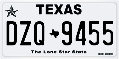 TX license plate DZQ9455