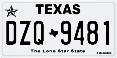 TX license plate DZQ9481