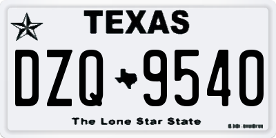 TX license plate DZQ9540
