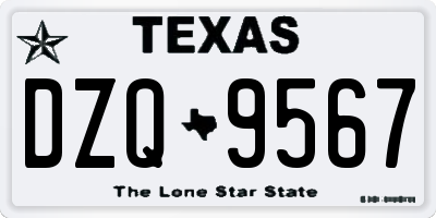 TX license plate DZQ9567