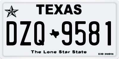 TX license plate DZQ9581