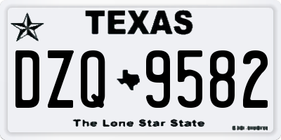 TX license plate DZQ9582