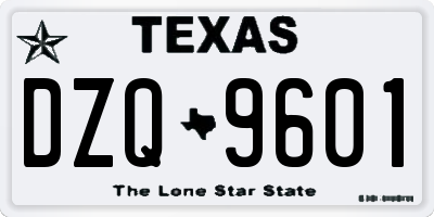 TX license plate DZQ9601