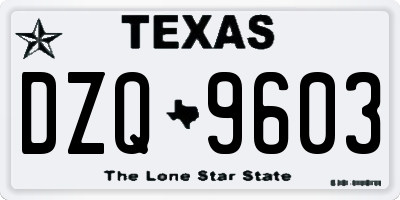 TX license plate DZQ9603