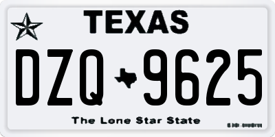 TX license plate DZQ9625