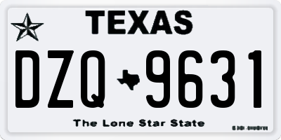 TX license plate DZQ9631