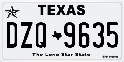 TX license plate DZQ9635