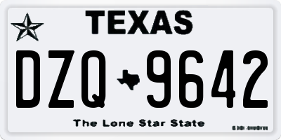 TX license plate DZQ9642
