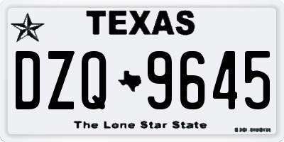 TX license plate DZQ9645