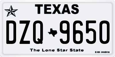 TX license plate DZQ9650