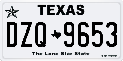 TX license plate DZQ9653