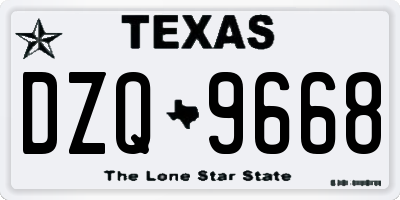 TX license plate DZQ9668