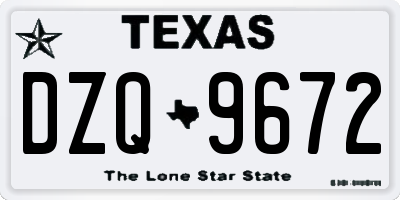 TX license plate DZQ9672