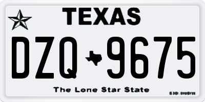 TX license plate DZQ9675