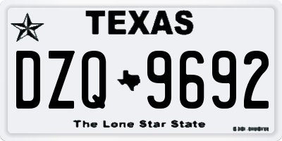 TX license plate DZQ9692
