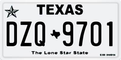TX license plate DZQ9701
