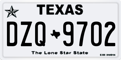 TX license plate DZQ9702