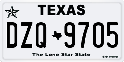 TX license plate DZQ9705