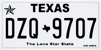 TX license plate DZQ9707