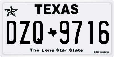 TX license plate DZQ9716