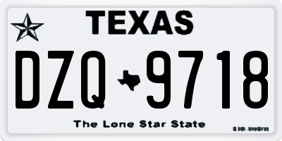 TX license plate DZQ9718