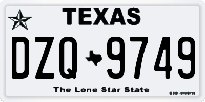 TX license plate DZQ9749