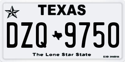 TX license plate DZQ9750
