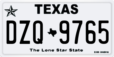 TX license plate DZQ9765