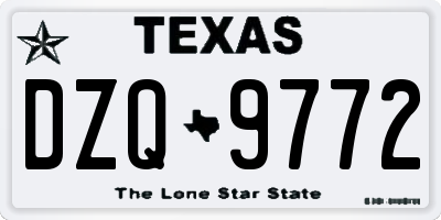 TX license plate DZQ9772