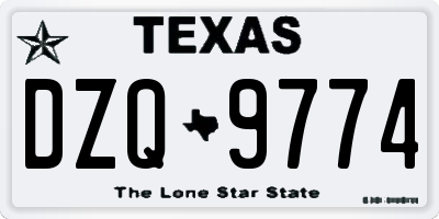 TX license plate DZQ9774