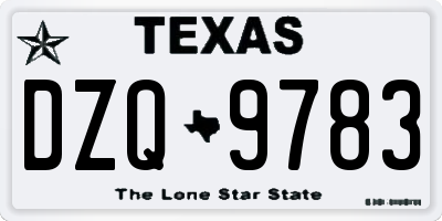 TX license plate DZQ9783