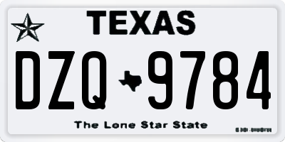 TX license plate DZQ9784