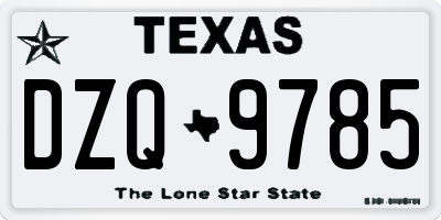 TX license plate DZQ9785