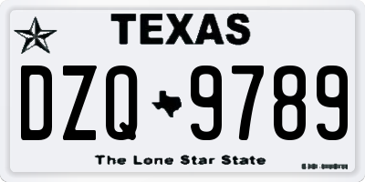 TX license plate DZQ9789