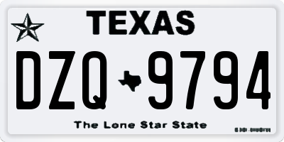 TX license plate DZQ9794