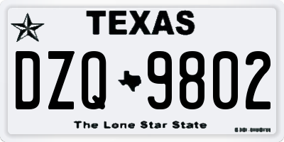 TX license plate DZQ9802