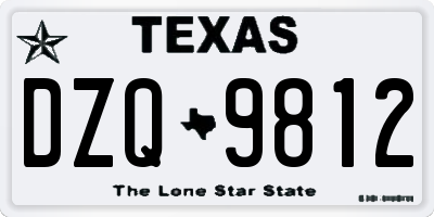 TX license plate DZQ9812