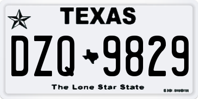 TX license plate DZQ9829