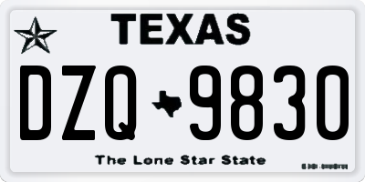 TX license plate DZQ9830