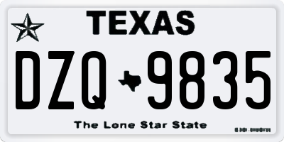 TX license plate DZQ9835
