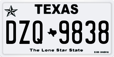 TX license plate DZQ9838