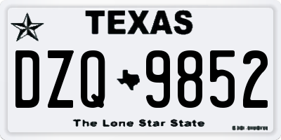 TX license plate DZQ9852