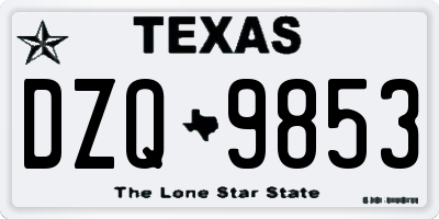 TX license plate DZQ9853