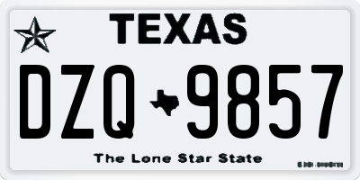 TX license plate DZQ9857