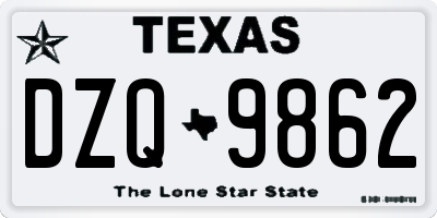 TX license plate DZQ9862